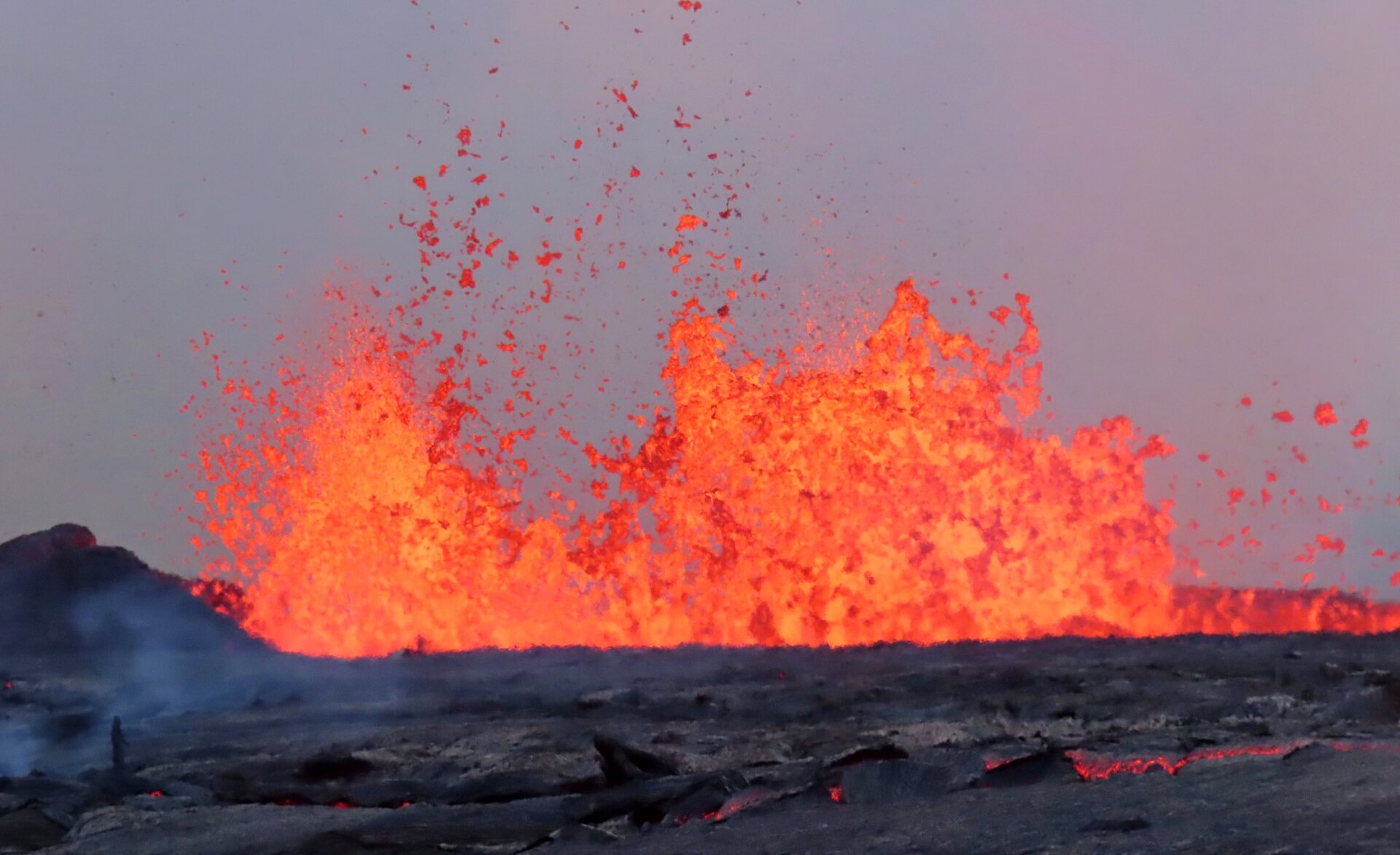 Lava fountaining inside Halemaumau crater at the summit of Kilauea